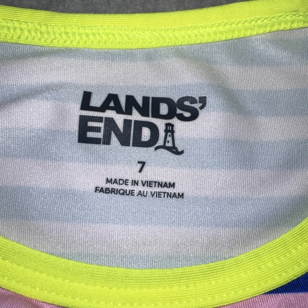Lands' End Rash Guard Youth Size 7 Multicolor Striped Long Sleeve Swimwear Top